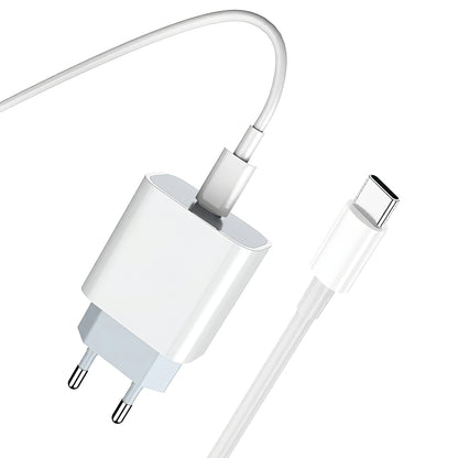 Incarcator Retea Cu Cablu USB-C Prestico F8S, 20W, 3A, 1 x USB-C, Alb