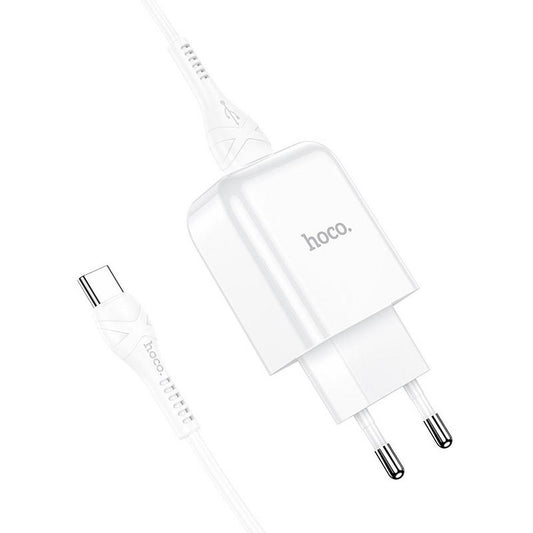 Network Charger with USB-C Cable HOCO N2, 10W, 2.1A, 1 x USB-A, White 