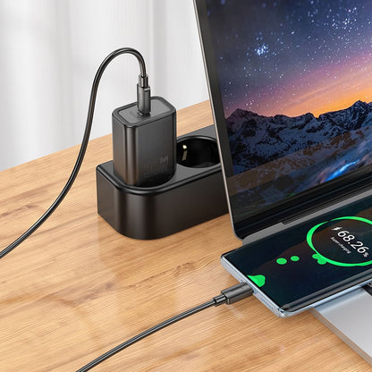 Incarcator Retea Cu Cablu USB-C HOCO N62, 30W, 3A, 1 x USB-C, Negru