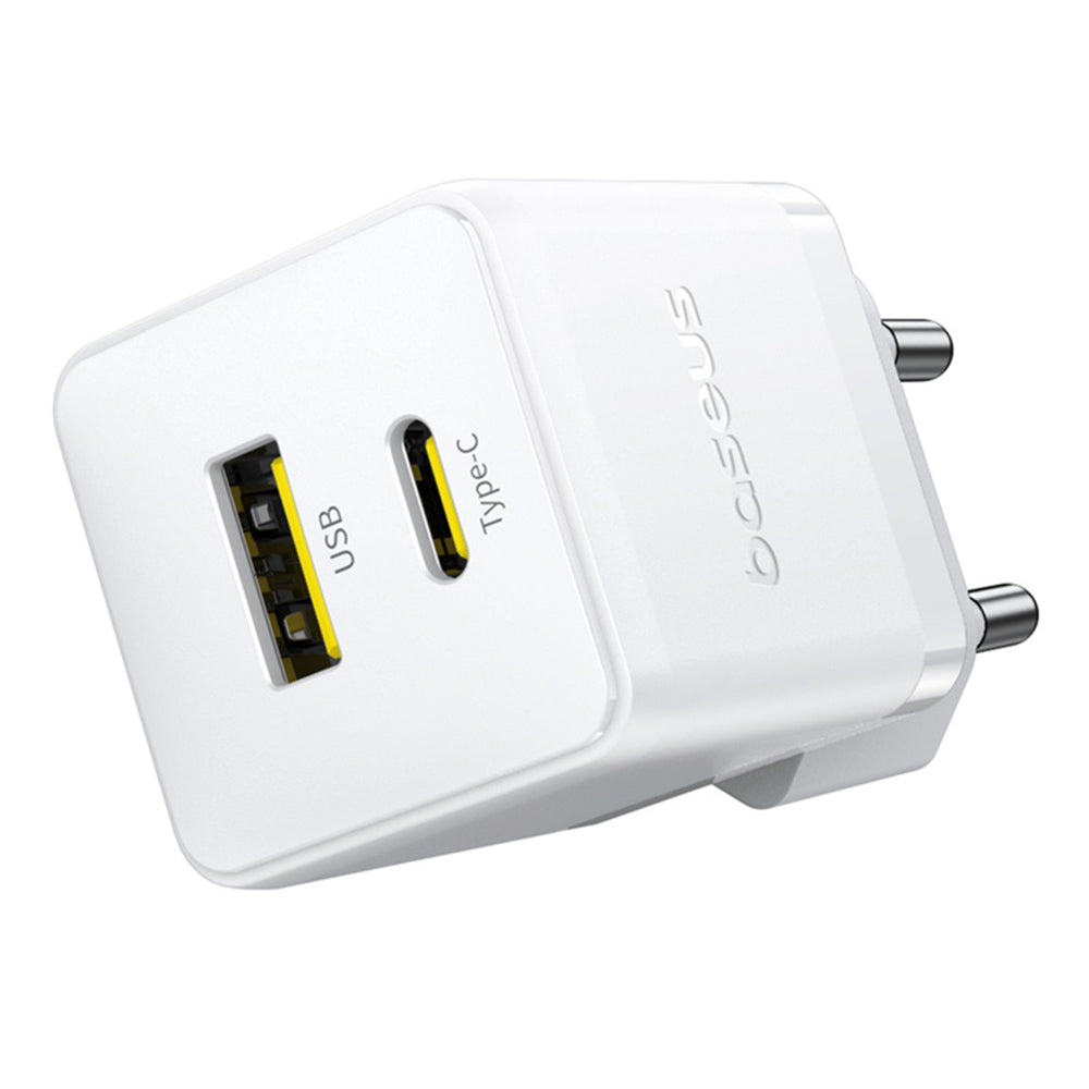 Incarcator Retea Cu Cablu USB-C Baseus Palm, 20W, 3A, 1 x USB-A - 1 x USB-C, Alb P10111608213-01