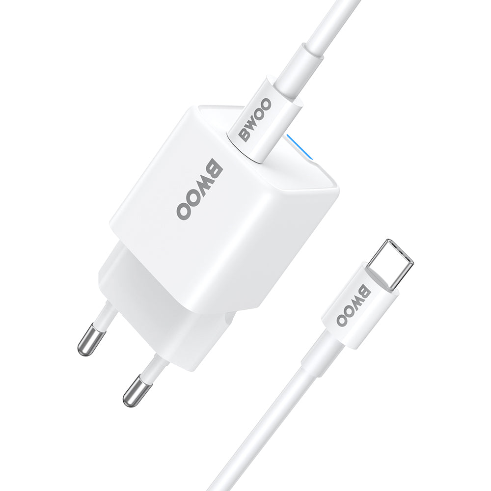 Incarcator Retea Cu Cablu USB-C BWOO CDA211, 30W, 3A, 1 x USB-C, Alb
