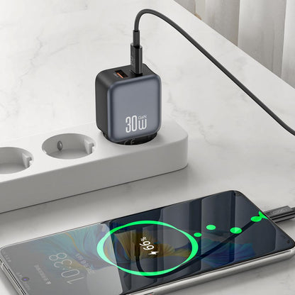 Incarcator Retea Cu Cablu USB-C XO Design L156, 30W, 3A, 1 x USB-A - 1 x USB-C, Negru