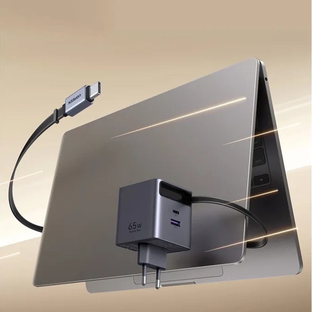 Incarcator Retea Cu Cablu USB-C UGREEN X615, 65W, 3A, 1 x USB-A - 1 x USB-C, Gri