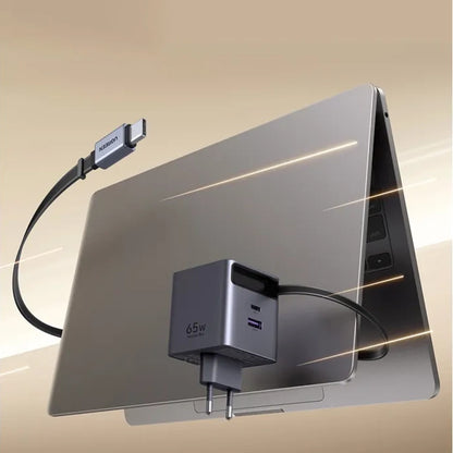 Incarcator Retea Cu Cablu USB-C UGREEN X615, 65W, 3A, 1 x USB-A - 1 x USB-C, Gri