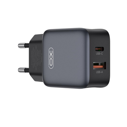 Incarcator Retea Cu Cablu Lightning XO Design L156, 30W, 3A, 1 x USB-A - 1 x USB-C, Negru