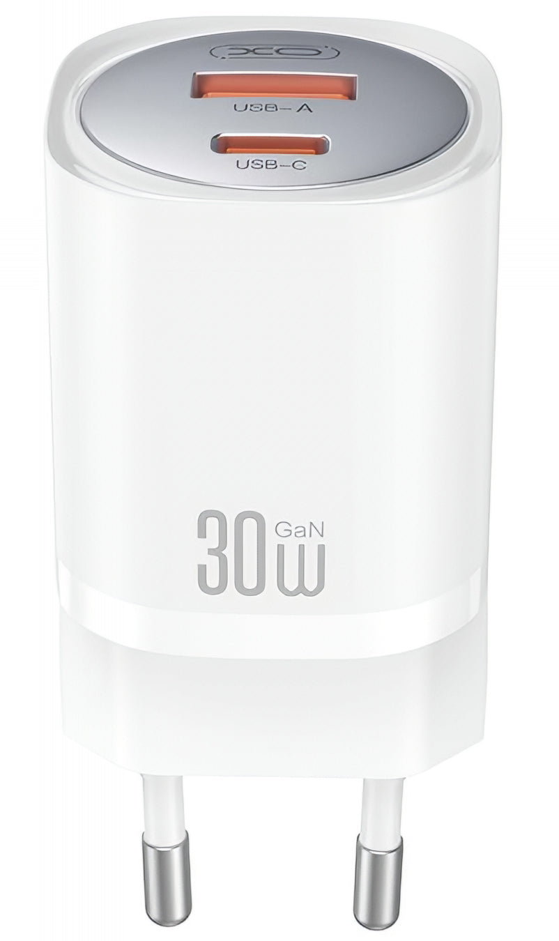 Incarcator Retea Cu Cablu Lightning XO Design CE21, 30W, 3A, 1 x USB-A - 1 x USB-C, Alb