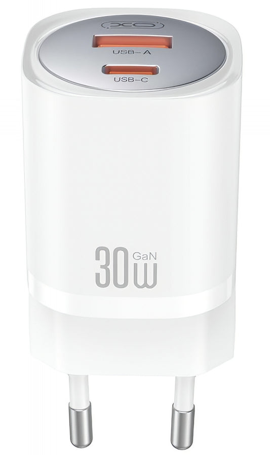 Incarcator Retea Cu Cablu Lightning XO Design CE21, 30W, 3A, 1 x USB-A - 1 x USB-C, Alb