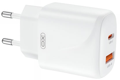 Incarcator Retea Cu Cablu USB-C XO Design L158, 20W, 3A, 1 x USB-A - 1 x USB-C, Alb