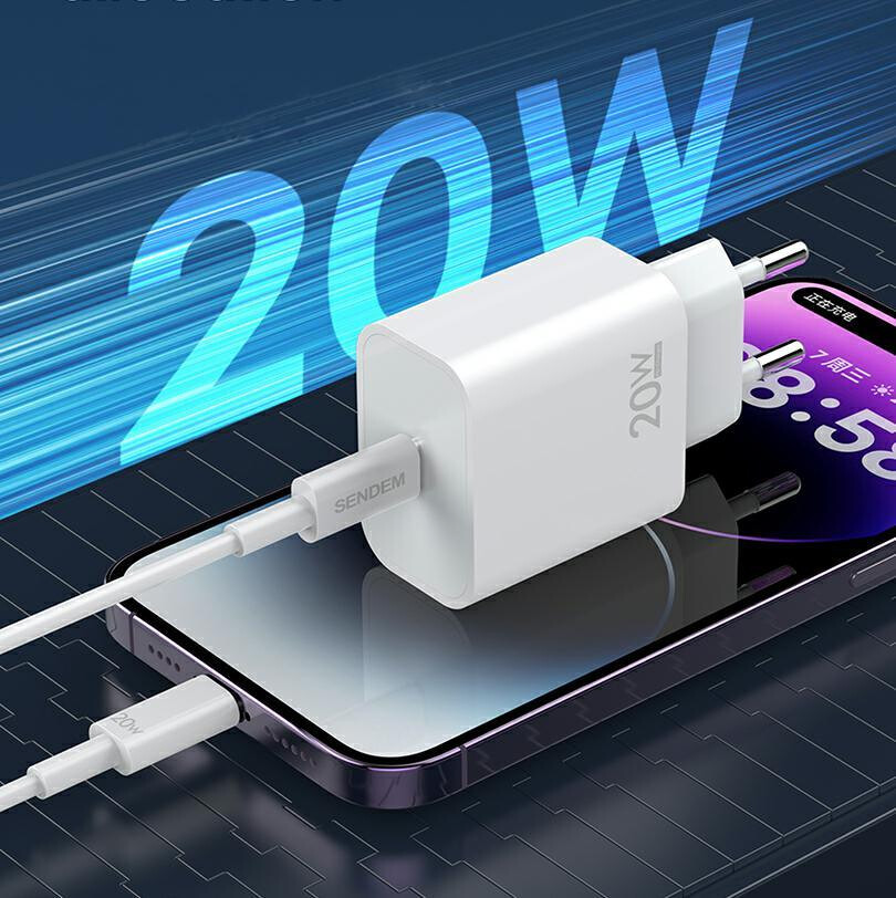Incarcator Retea Cu Cablu USB-C Sendem OG73, 20W, 3A, 1 x USB-C, Alb