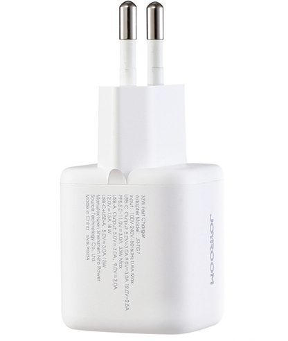Incarcator Retea Cu Cablu USB-C Joyroom JR-TG7, 33W, 3A, 1 x USB-A - 1 x USB-C, Alb