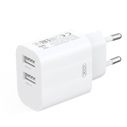 Incarcator Retea Cu Cablu Lightning XO Design CE55, 12W, 2.4A, 2 x USB-A, Alb