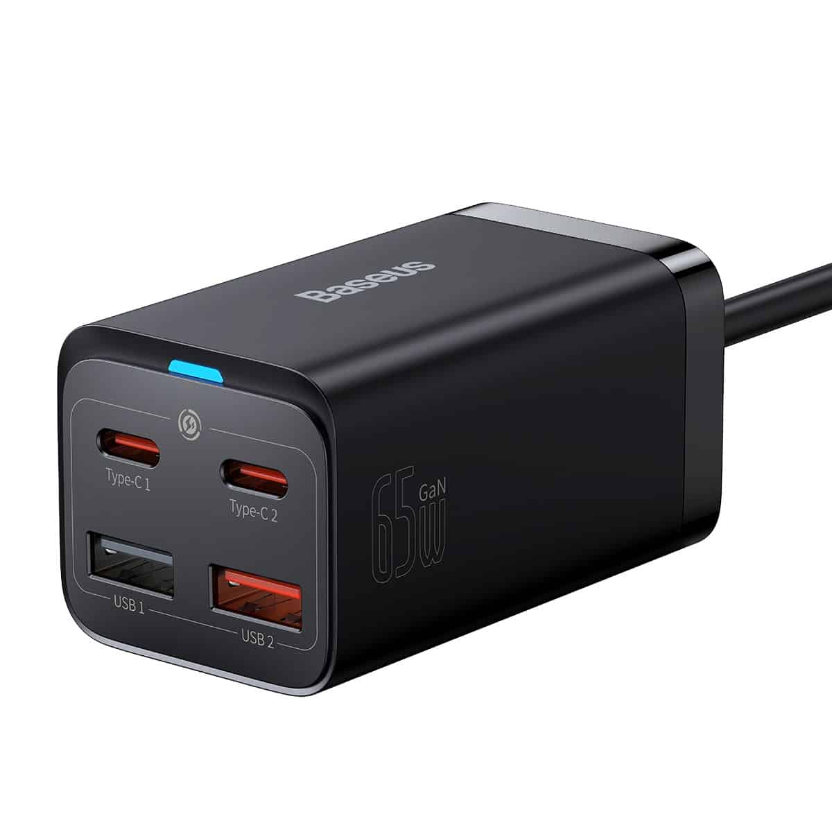 Incarcator Retea Cu Cablu USB-C Baseus GaN3 Pro, 65W, 3A, 2 x USB-A - 2 x USB-C, Negru CCGP040101