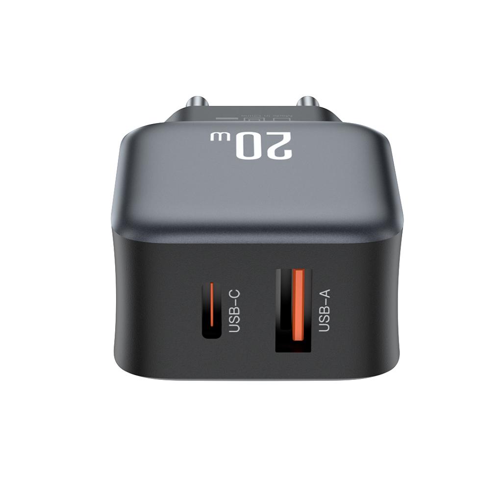 Incarcator Retea Cu Cablu USB-C XO Design L154, 20W, 3A, 1 x USB-A - 1 x USB-C, Negru