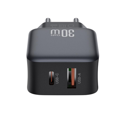Incarcator Retea Cu Cablu Lightning XO Design L156, 30W, 3A, 1 x USB-A - 1 x USB-C, Negru