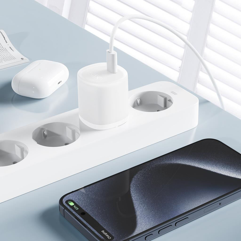 Incarcator Retea Cu Cablu USB-C XO Design L150, 30W, 3A, 1 x USB-C, Alb