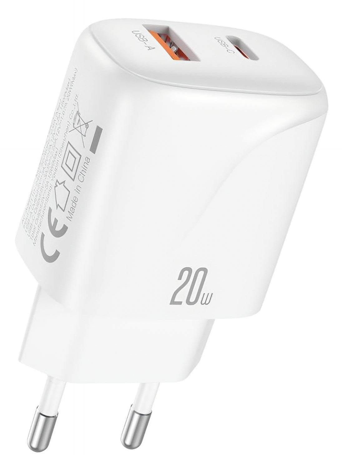 Incarcator Retea Cu Cablu USB-C XO Design L158, 20W, 3A, 1 x USB-A - 1 x USB-C, Alb