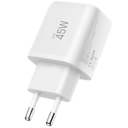 Incarcator Retea Cu Cablu USB-C Tech-Protect NCA45W, 45W, 3A, 1 x USB-A - 1 x USB-C, Alb