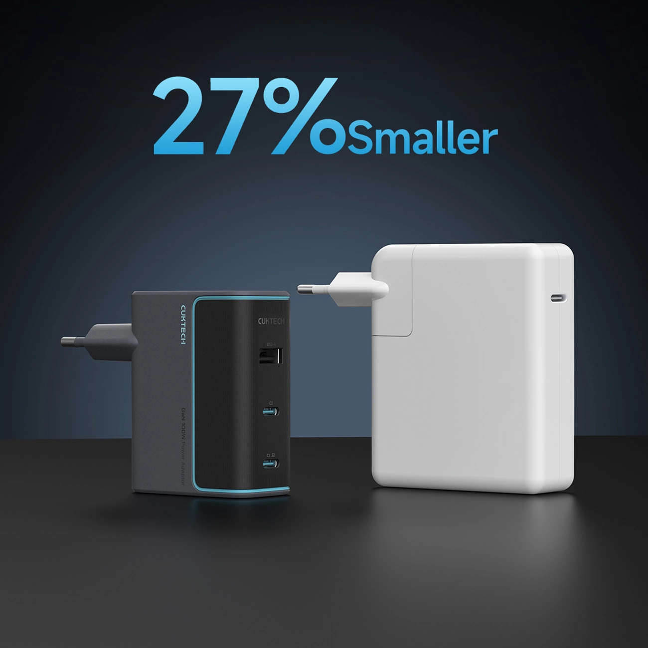 Incarcator Retea Cu Cablu USB-C Cuktech, 100W, 5A, 1 x USB-A - 2 x USB-C, Gri CUKAD1003EUG