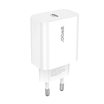 Incarcator Retea Cu Cablu Lightning BWOO CDA233, 20W, 3A, 1 x USB-C, Alb
