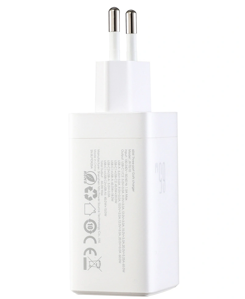 Incarcator Retea Cu Cablu USB-C Joyroom JR-TG10, 65W, 3.25A, 1 x USB-A - 2 x USB-C, Alb