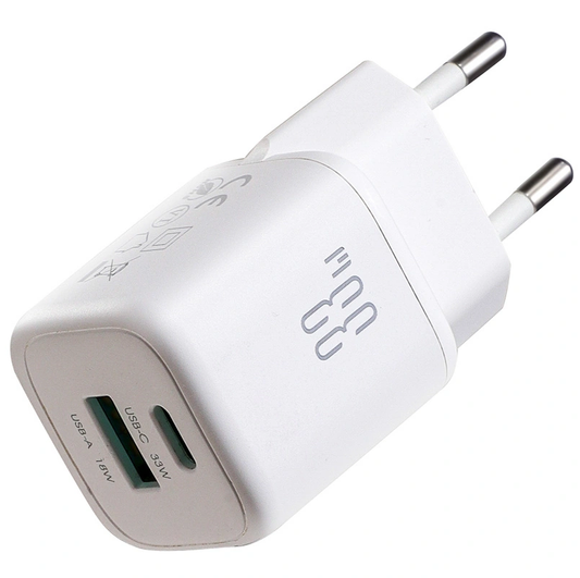 Incarcator Retea Cu Cablu Lightning Joyroom JR-TG7, 33W, 3A, 1 x USB-A - 1 x USB-C, Alb