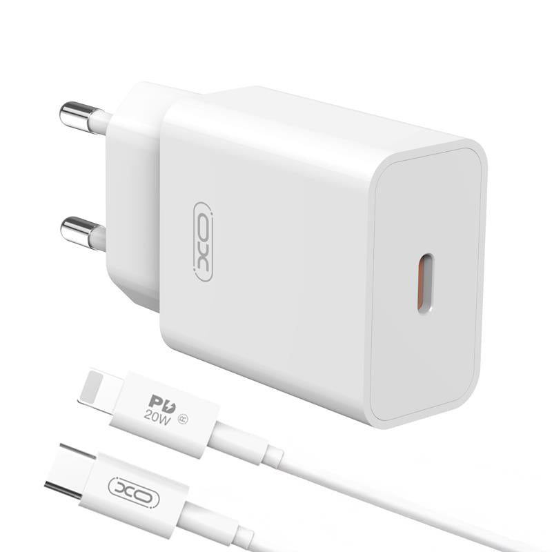 Incarcator Retea Cu Cablu Lightning XO Design L126, 20W, 3A, 1 x USB-C, Alb