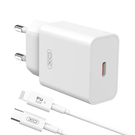 Incarcator Retea Cu Cablu Lightning XO Design L126, 20W, 3A, 1 x USB-C, Alb
