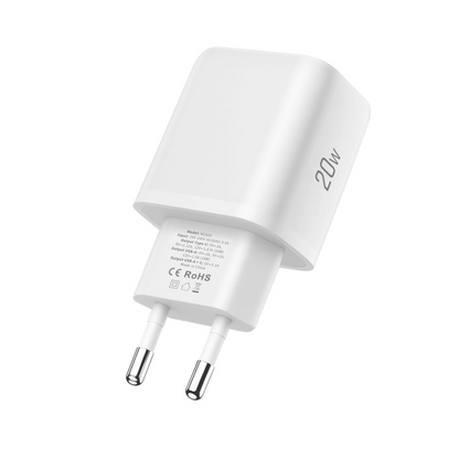 Incarcator Retea Cu Cablu Lightning Tech-Protect NCA20, 20W, 3A, 1 x USB-A - 1 x USB-C, Alb