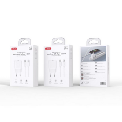 Incarcator Retea Cu Cablu USB-C XO Design L167, 25W, 3A, 1 x USB-C, Alb