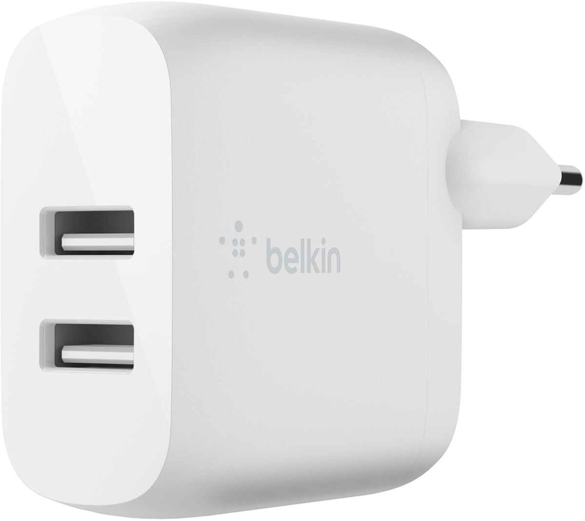 Incarcator Retea Cu Cablu USB-C Belkin BoostCharge Dual, 24W, 2.4A, 2 x USB-A, Alb WCE001vf1MWH