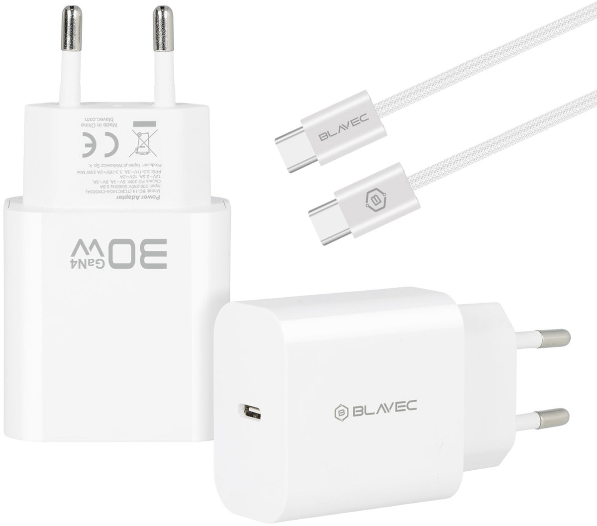 Incarcator Retea Cu Cablu USB-C Blavec BC-14, 30W, 3A, 1 x USB-C, Alb