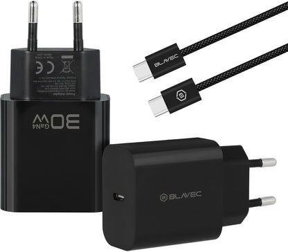 Incarcator Retea Cu Cablu USB-C Blavec BC-14, 30W, 3A, 1 x USB-C, Negru