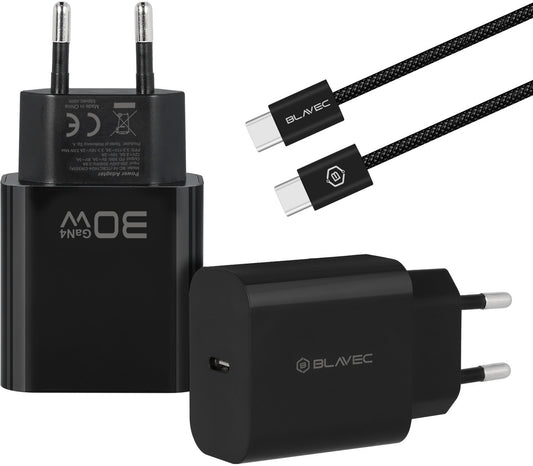 Incarcator Retea Cu Cablu USB-C Blavec BC-14, 30W, 3A, 1 x USB-C, Negru