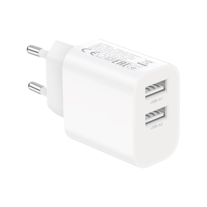 Incarcator Retea Cu Cablu USB-C XO Design CE55, 12W, 2.4A, 2 x USB-A, Alb