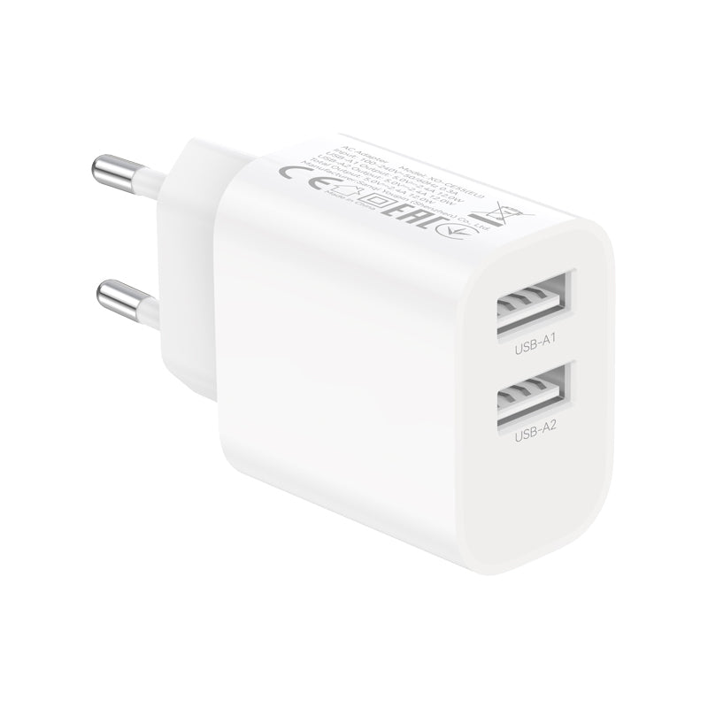 Incarcator Retea Cu Cablu Lightning XO Design CE55, 12W, 2.4A, 2 x USB-A, Alb