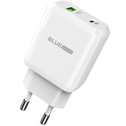 Incarcator Retea cu Cablu Lightning BLUE Power BLN5, 20W, 3A, 1 x USB-A - 1 x USB-C, Alb