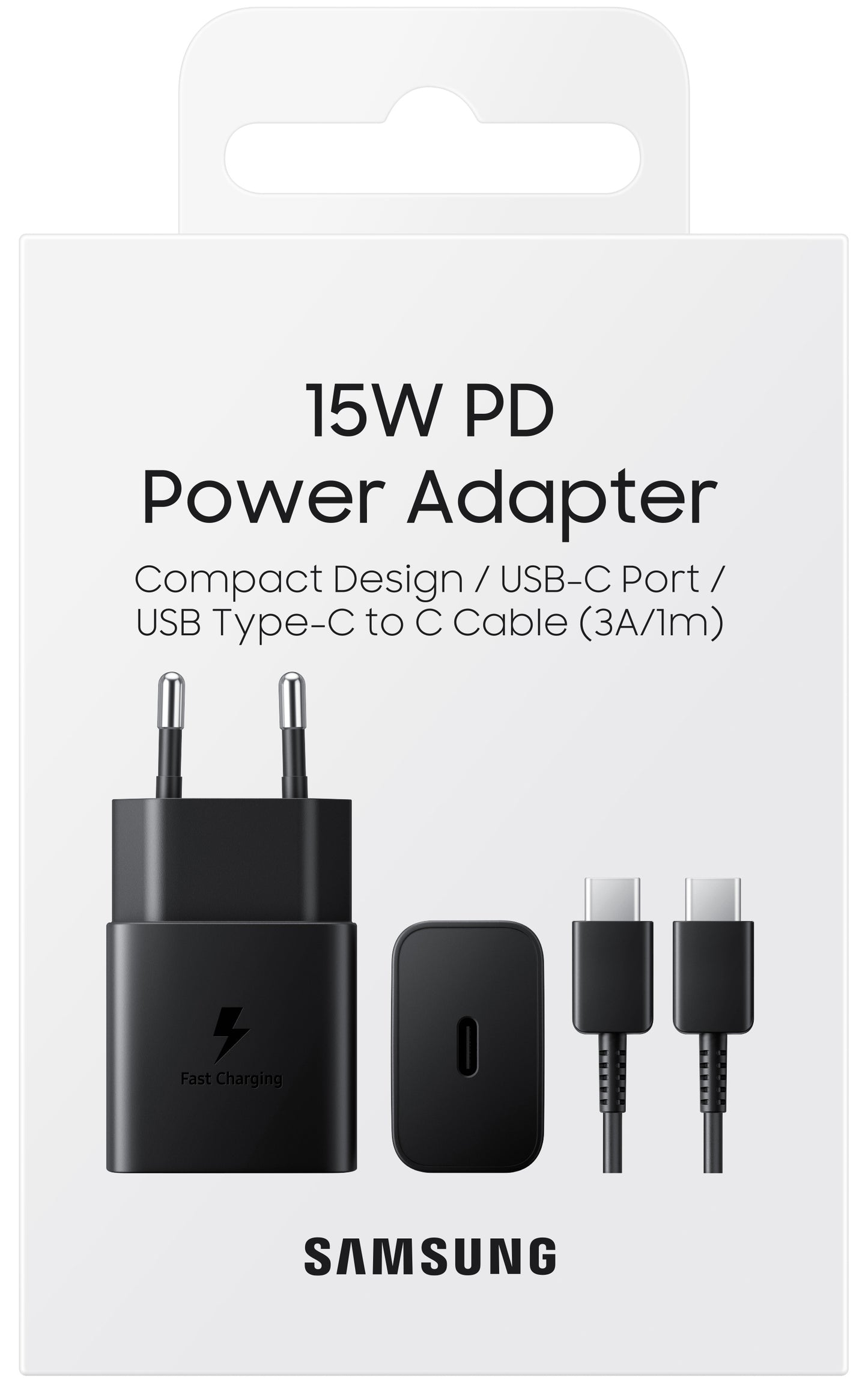 Ładowarka sieciowa Samsung USB-C z kablem USB-C, 15 W, 2 A, 1 x USB-C, czarna EP-T1510XBEGEU EP-T1510XBEGEU