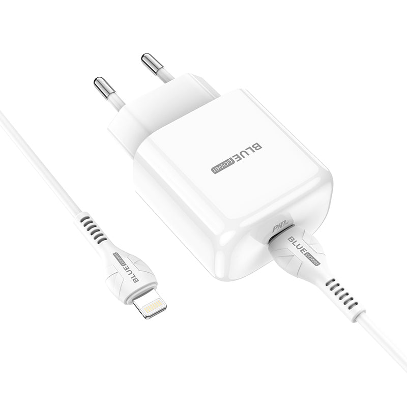 Ładowarka sieciowa BLUE Power BBN3 z kablem Lightning, 20 W, 3 A, 1 x USB-C, biała