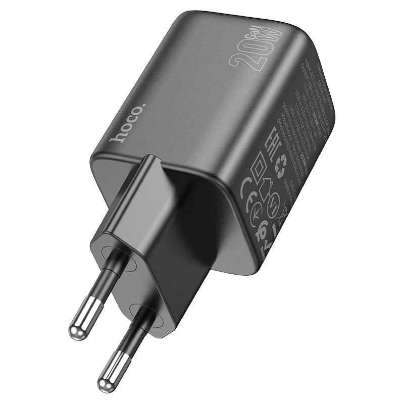 Incarcator Retea Cu Cablu Lightning HOCO N41, 20W, 3A, 1 x USB-A - 1 x USB-C, Negru