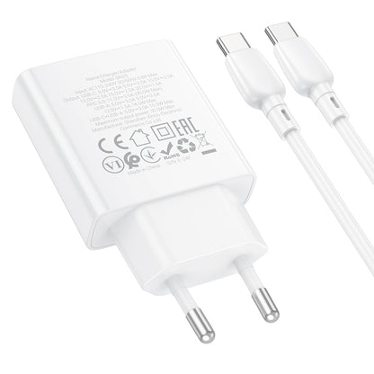 Ładowarka sieciowa z kablem USB-C Borofone BN25 Wish, 30W, 3A, 1 x USB-A - 1 x USB-C, biała 