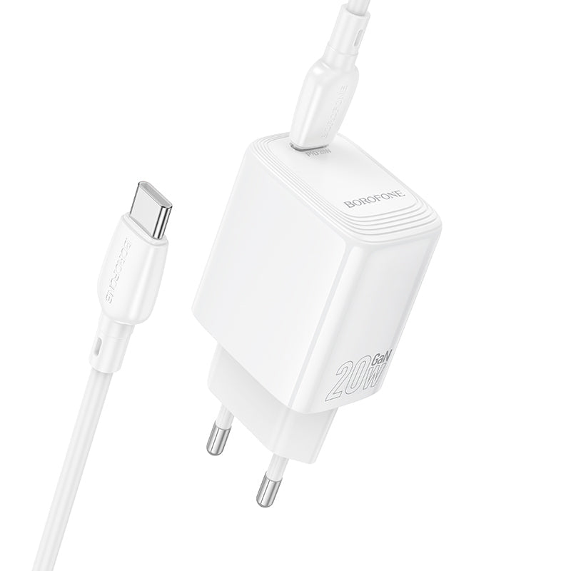 Incarcator Retea Cu Cablu USB-C Borofone BN26 Fuente, 20W, 3A, 1 x USB-C, Alb