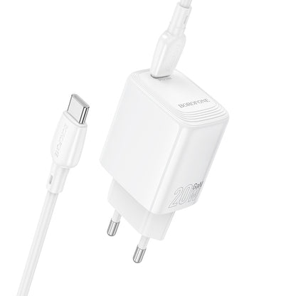 Incarcator Retea Cu Cablu USB-C Borofone BN26 Fuente, 20W, 3A, 1 x USB-C, Alb