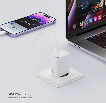 Incarcator Retea Cu Cablu microUSB XO Design L159, 18W, 3A, 1 x USB-A, Alb