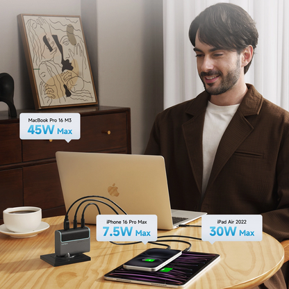 Incarcator Retea Cu Cablu USB-C Cuktech, 100W, 5A, 1 x USB-A - 2 x USB-C, Gri CUKAD1003EUG