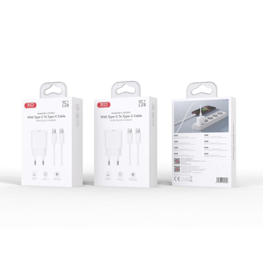 Incarcator Retea Cu Cablu Lightning XO Design L167, 25W, 3A, 1 x USB-C, Alb