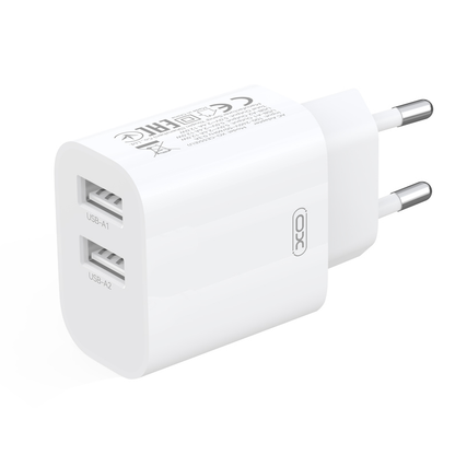 Incarcator Retea Cu Cablu USB-C XO Design CE55, 12W, 2.4A, 2 x USB-A, Alb