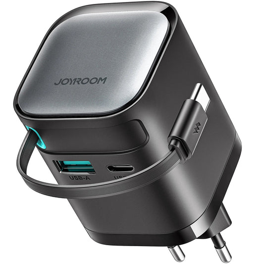 Incarcator Retea Cu Cablu USB-C Joyroom JR-TCL02, 65W, 3A, 1 x USB-A - 1 x USB-C, Negru