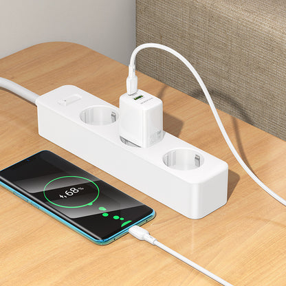 Incarcator Retea Cu Cablu USB-C Borofone BN27 Fuente, 20W, 3A, 1 x USB-A - 1 x USB-C, Alb
