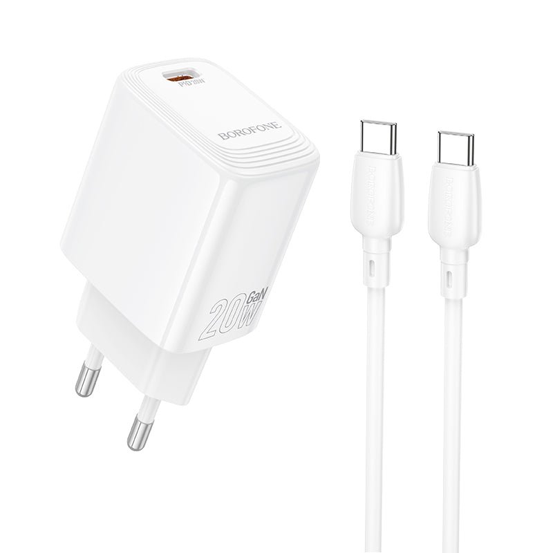 Incarcator Retea Cu Cablu USB-C Borofone BN26 Fuente, 20W, 3A, 1 x USB-C, Alb