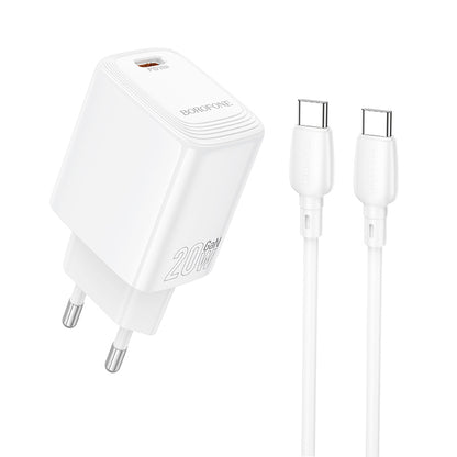 Incarcator Retea Cu Cablu USB-C Borofone BN26 Fuente, 20W, 3A, 1 x USB-C, Alb